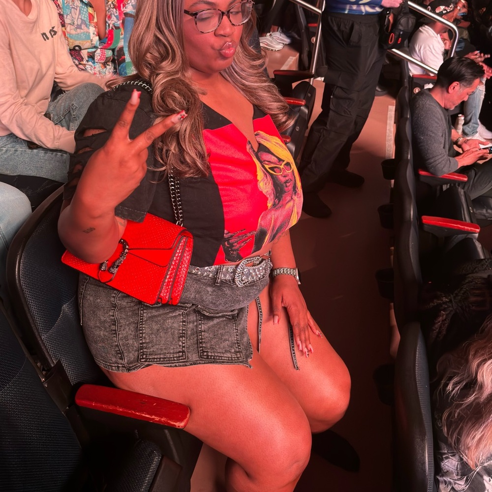 Black denim skort